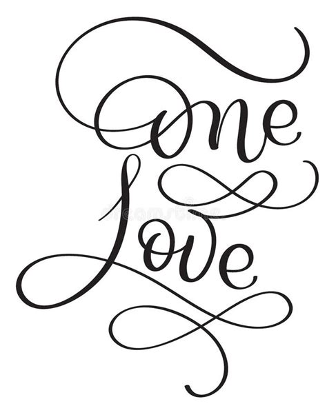 One Love Words On White Background Hand Drawn Calligraphy Lettering