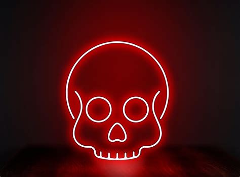 skull neon signskull ledneon sign skullneon sign bedroom etsy