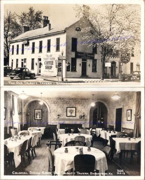 1940s Bardstown Ky Old Talbott Tavern Exterior Dining Room Real Photo