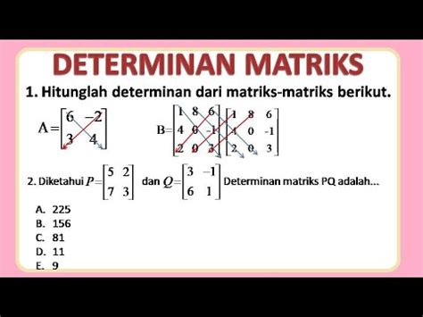 Contoh Soal Determinan Matriks Ordo X Dan Pembahasannya Gurunda