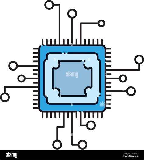 Computer Chip Icon Over White Background Colorful Design Vector