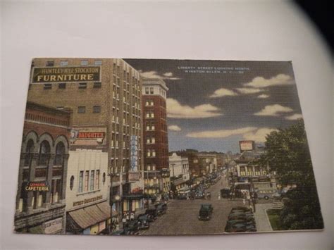 Vintage Postcard Liberty Street Looking North Winston Salem Nc