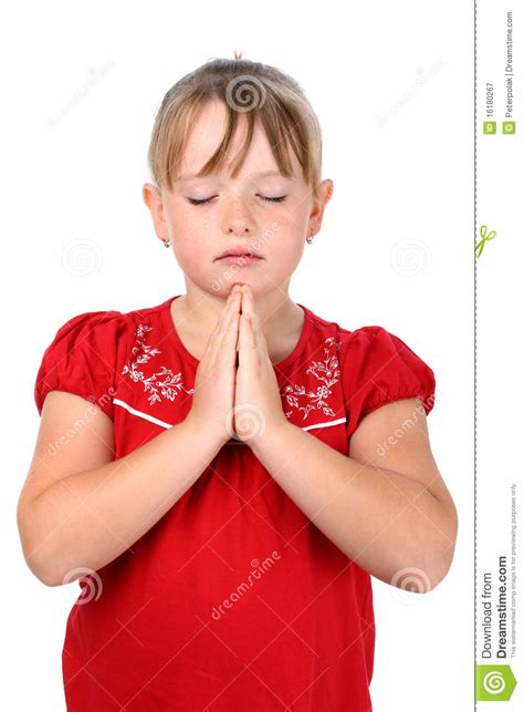 Girl With Clasped Hands And Eyes Closed Praying Royalty Free Stock