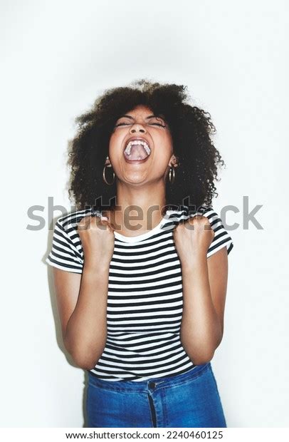 Stress Scream Angry Black Woman Studio Stock Photo 2240460125