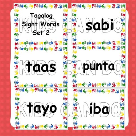 Tagalogfilipino Sight Words For Children Learning Filipino Words