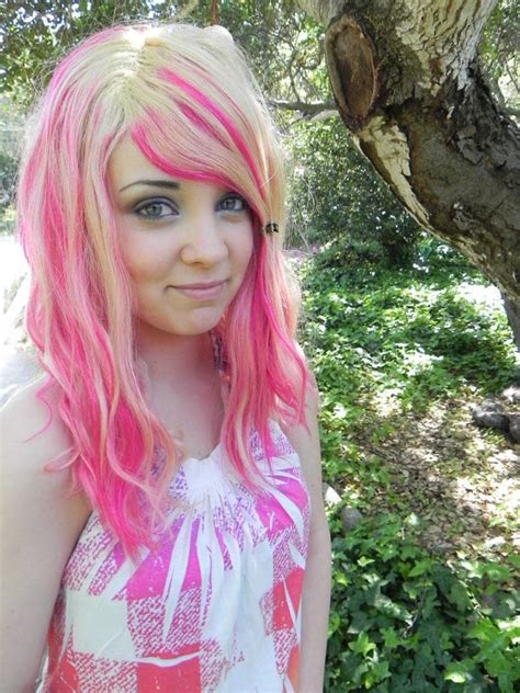 Pretty In Pink On Sale Human Hair Blonde And Hot Pink Long