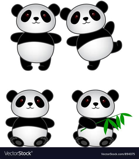 Panda Cartoon Group Royalty Free Vector Image Vectorstock