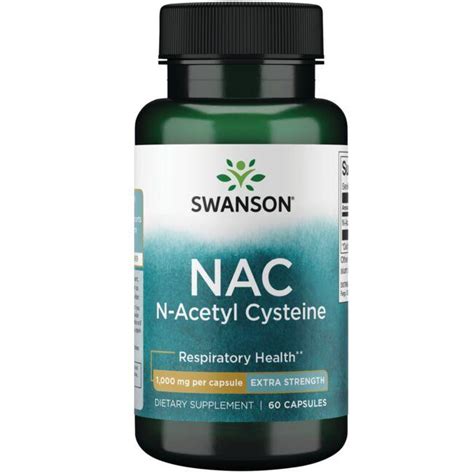 Swanson Premium NAC N Acetyl Cysteine Extra Strength 1 000 Mg 60 Caps
