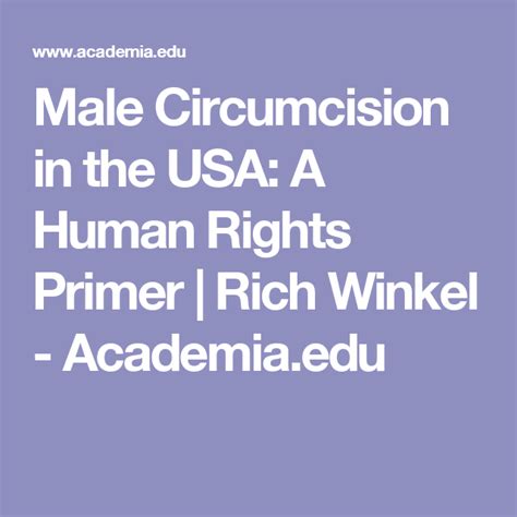 Male Circumcision In The Usa A Human Rights Primer Rich Winkel