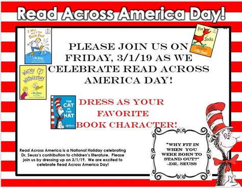 Read Across America Day Please Join Us Robert J Mcgarvey Elementary