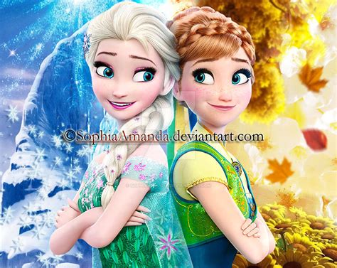 Elsa And Anna Frozen Fever Two Worlds Collide By Sophiaamanda On Deviantart
