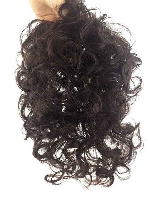 Clip In Real Human Hair Natural Curly Topper Hairpiece With Bangs For Women With Thinning Hair