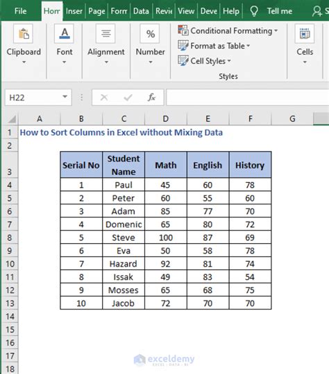 How To Sort Columns In Excel Without Mixing Data 3 Ways Exceldemy