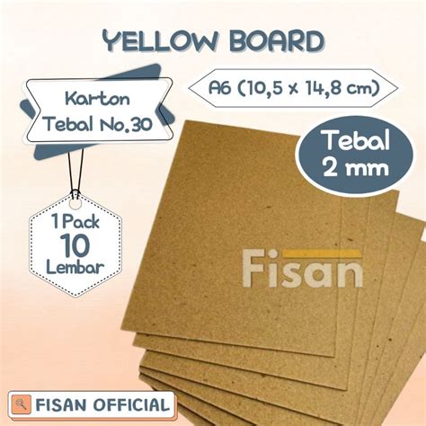 Jual 10 Pcs Karton Tebal A6 Yellow Board No30 Tebal 2 Mm Shopee