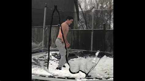 Jumping On To Snow And Ice Shirtless Youtube