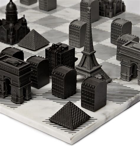 Skyline Chess Paris Marble And Metal Chess Set Black Skyline Chess