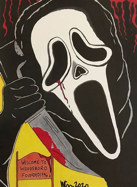 Scream Movie Ghostface Art Print Horror By Wes Caradonna Dream Into