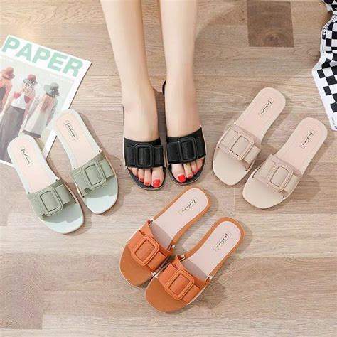 Jual Sandal Teplek Sendal Flat Cewek Kekinian Flip Flop Selop Wanita