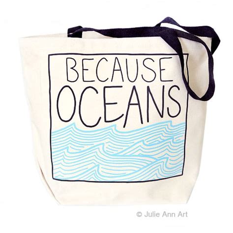 Because Oceans Tote Bags Grocery Bag Ocean Cleanup