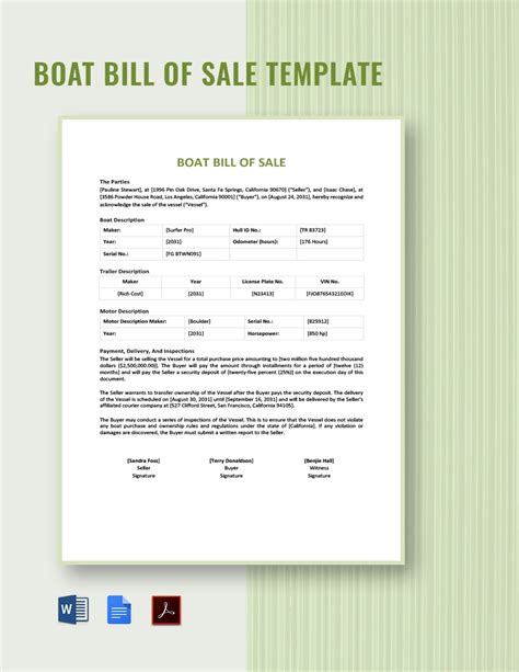 Free Boat Bill Of Sale Printable Printable Templates Images