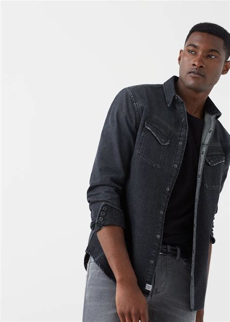 Black Denim Shirt Men Mango Man Usa Black Denim Shirt Denim