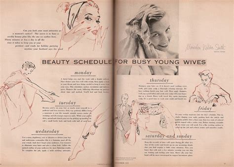 this beauty schedule from 1952 tells women to wash their hair how often allure