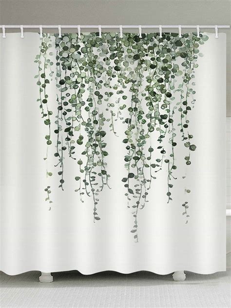 Vine Plant Print Waterproof Bathroom Shower Curtain Bathroom Shower