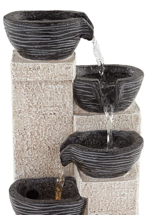 John Timberland Four Cup Rustic Zen Small Cascading Cups Indoor