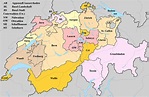 Schweiz Karte mit Regionen & Landkarten mit Provinzen