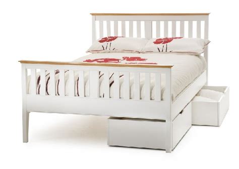 Serene Grace 5ft King Size White Wooden Bed Frame With High Foot End By