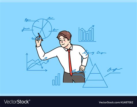 Businessman Work With Graphs In Company Office Vector Image