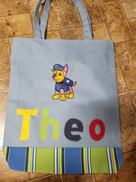 Paw Patrol Tote Bag Chase Tote Bag Personalized Kids Tote Etsy
