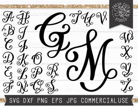 Fancy Letters Svg Cut Files For Cricut Monogram Letters Etsy