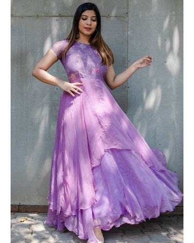 Lavender Kota Georgette Dress By Athira Designs The Secret Label