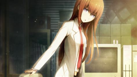 4k Makise Kurisu Brunette Steinsgate Anime Anime Girls Purple