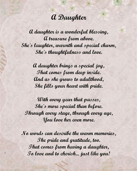 Daughter Poem Love Poem 8 X 10 Print Etsy Birthday Quotes For