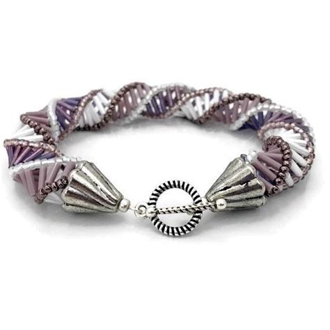 Purple And White Bugle Bead Russian Spiral Bracelet Conscious Crafties