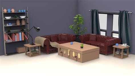 Artstation Isometric Room 3d Model Interior Design Idea With Semi