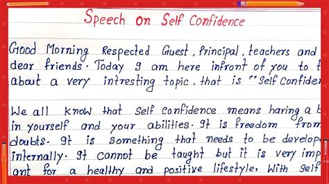 Write Speech On Self Confidence How To Write Speech On Self