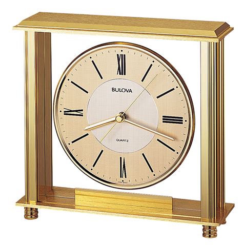 Bulova B1700 Grand Prix Clock Antique Brass Finish Home