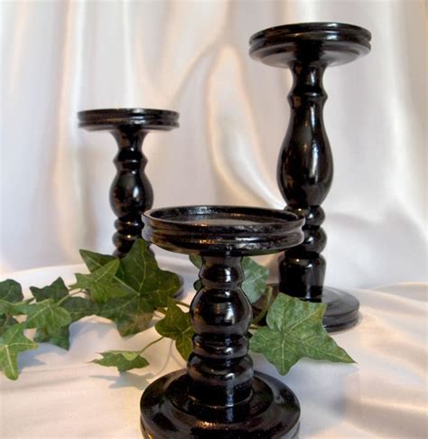 Set Of 3 Black Pillar Candle Holders Set Of 3 Black