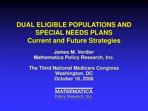 Ppt Dual Eligible Populations And Special Needs Plans Current And