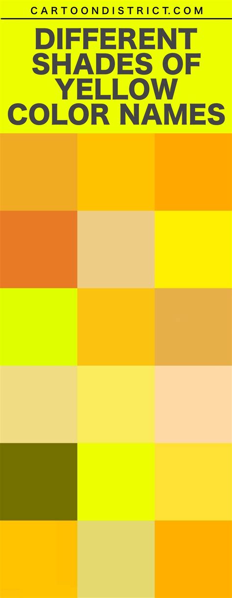 45 Shades Of Yellow Color With Names And Html Hex Rgb Codes En 2021 Images