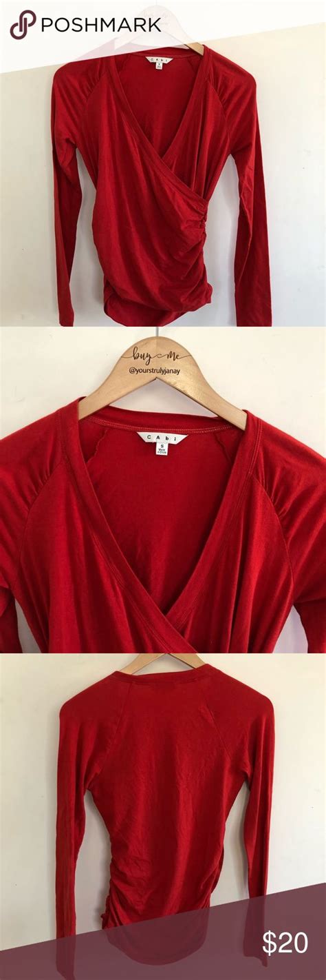 Cabi Red Wrap Top Size S Tops Wrap Top Cabi