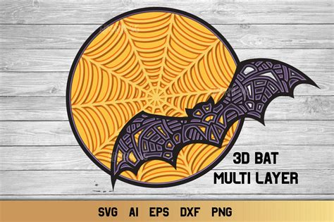3d Layered Svg Halloween Bat Moon Svg Multi Layer Cut File 904084