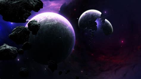 Wallpaper Planets Asteroids Fragments Flash Space Hd Widescreen
