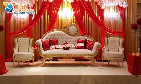 Designer White And Gold Wedding Sofa Set Dst International