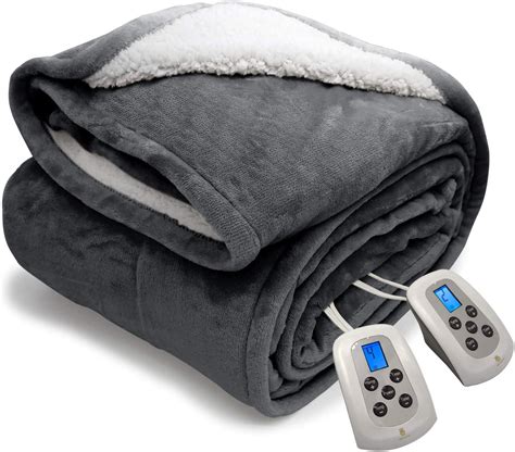 Electric Blanket Microplush Sherpa And Reversible Flannel Washable