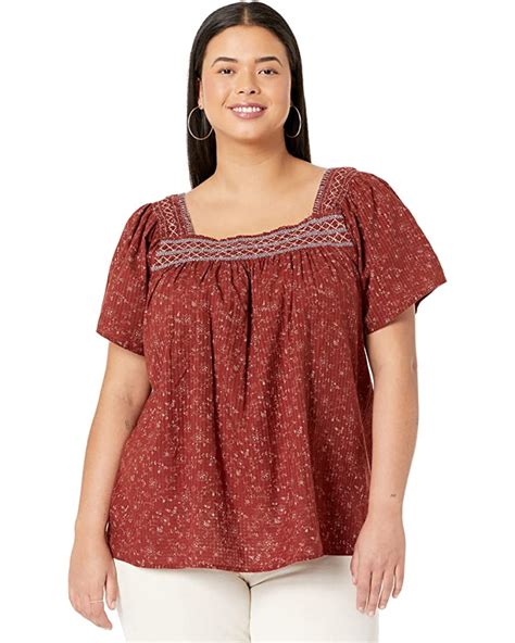Madewell Plus Square Neck Smocked Top In Dotted Vines 6pm