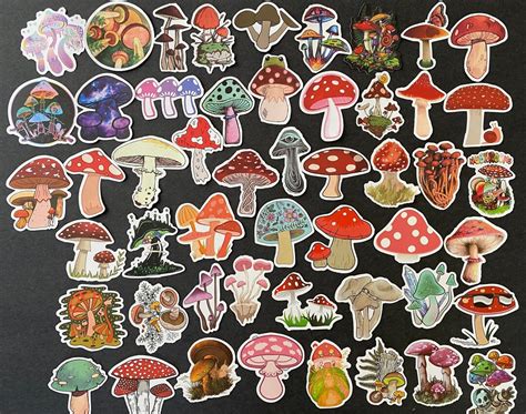 50pcs Cool Psychedelic Trippy Mushrooms Themed Waterproof Stickers Pack